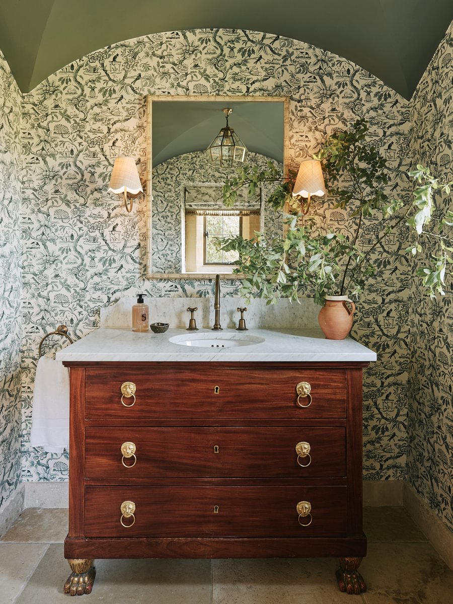 Sims Hilditch Interior Design Sink with Wallpaper