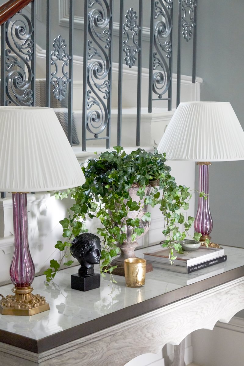 Sims Hilditch Interior Design Grade I Regency Townhouse Console Table Lamps