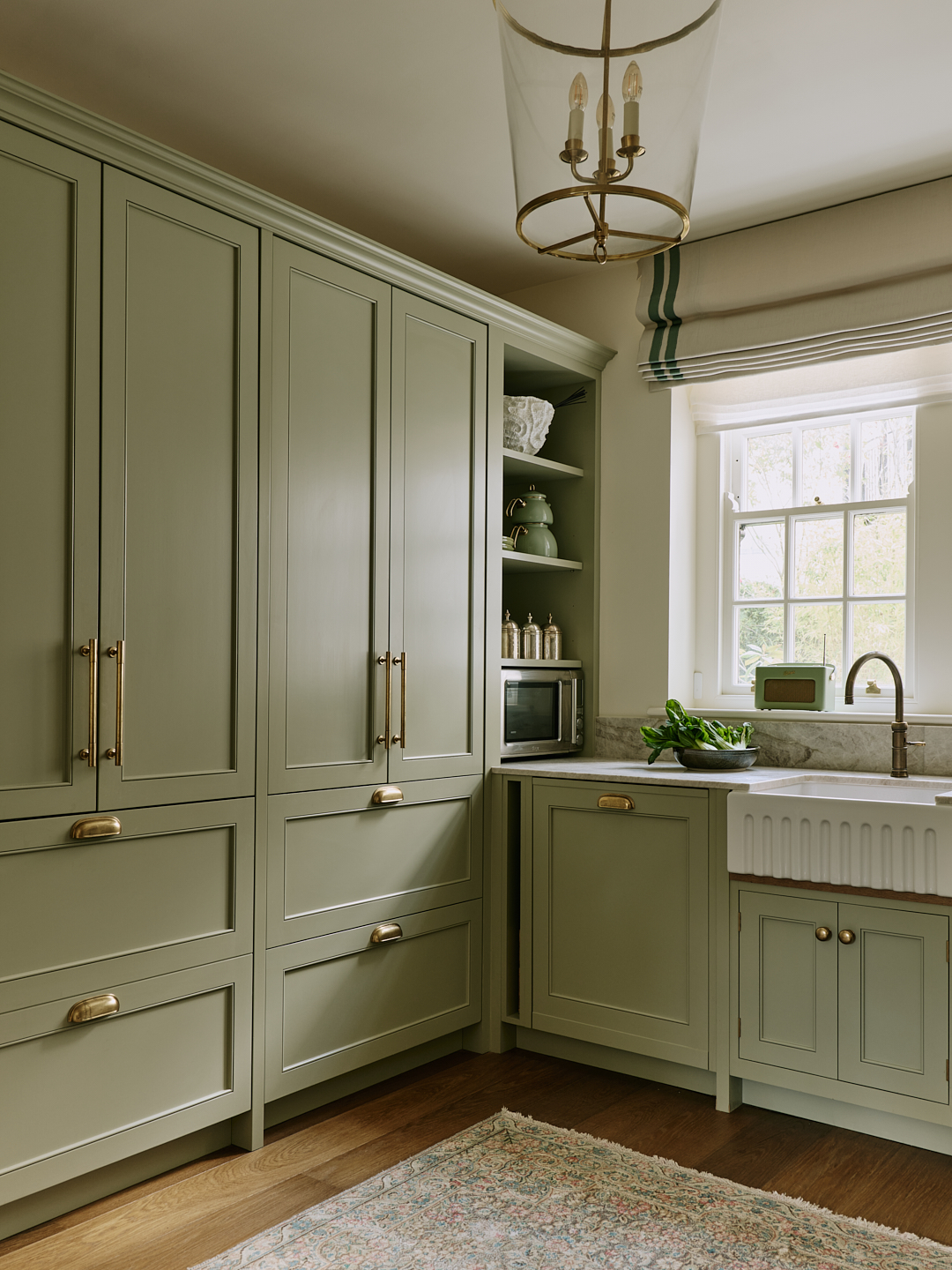 View Of Corner Of Green Kitchen In Chelsea Townhouse