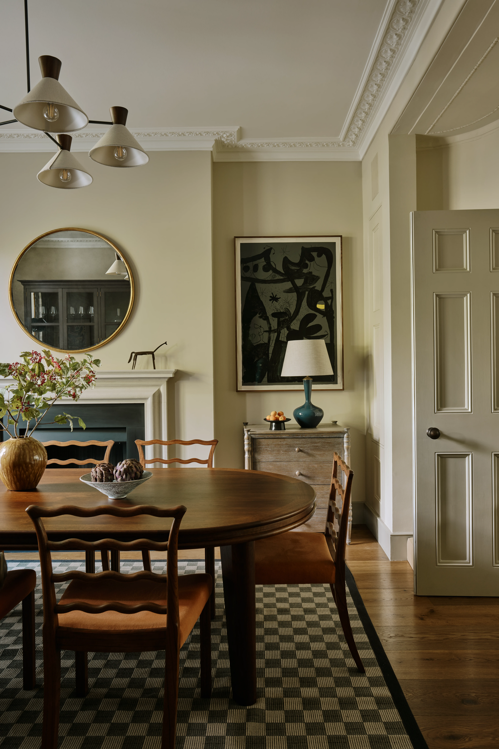 dining-room-with-chequerboard-floor-and-fireplace-in-south-kensington-family-home-project