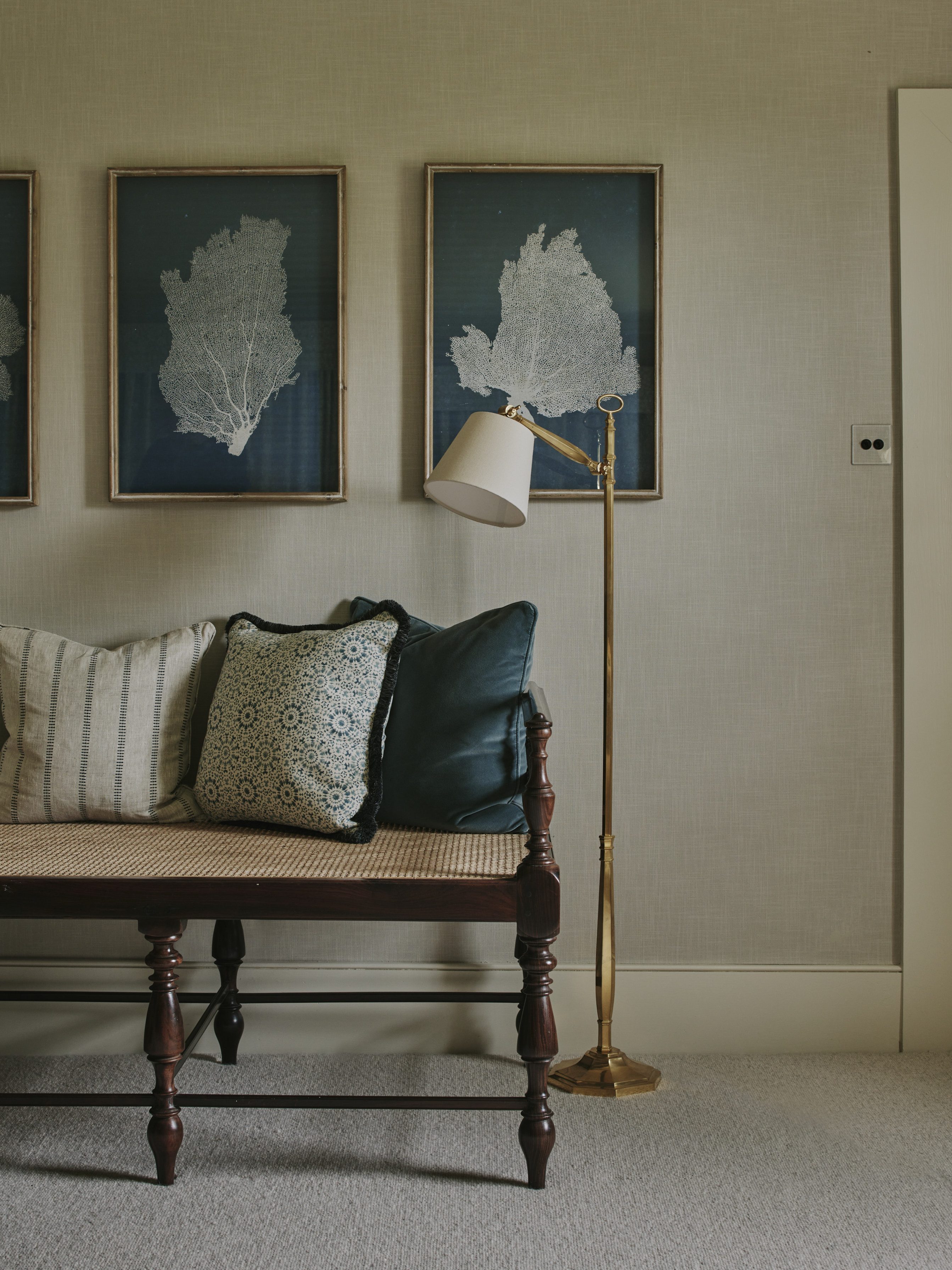 Grade I Listed Georgian Manor House Master Bedroom interior design by Sims Hilditch