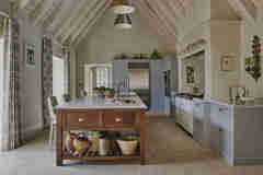 New kitchen extension with vaulted ceiling on 17th Century Cotswold Manor House, interiors designed by Sims Hilditch