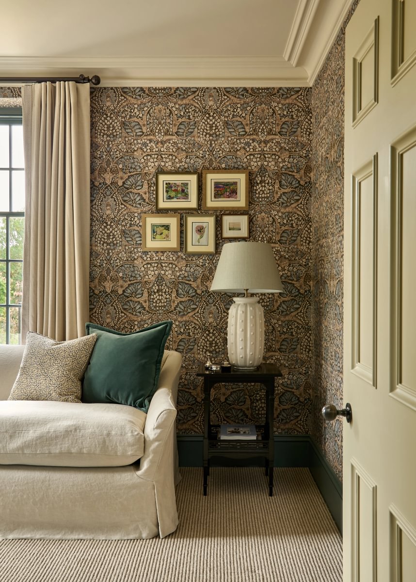 Sims Hilditch Interior Design Oxfordshire Country Home Lamp and Sofa