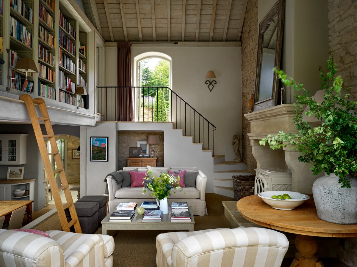 Sims Hilditch Interior Design Staircase with Bookshelf