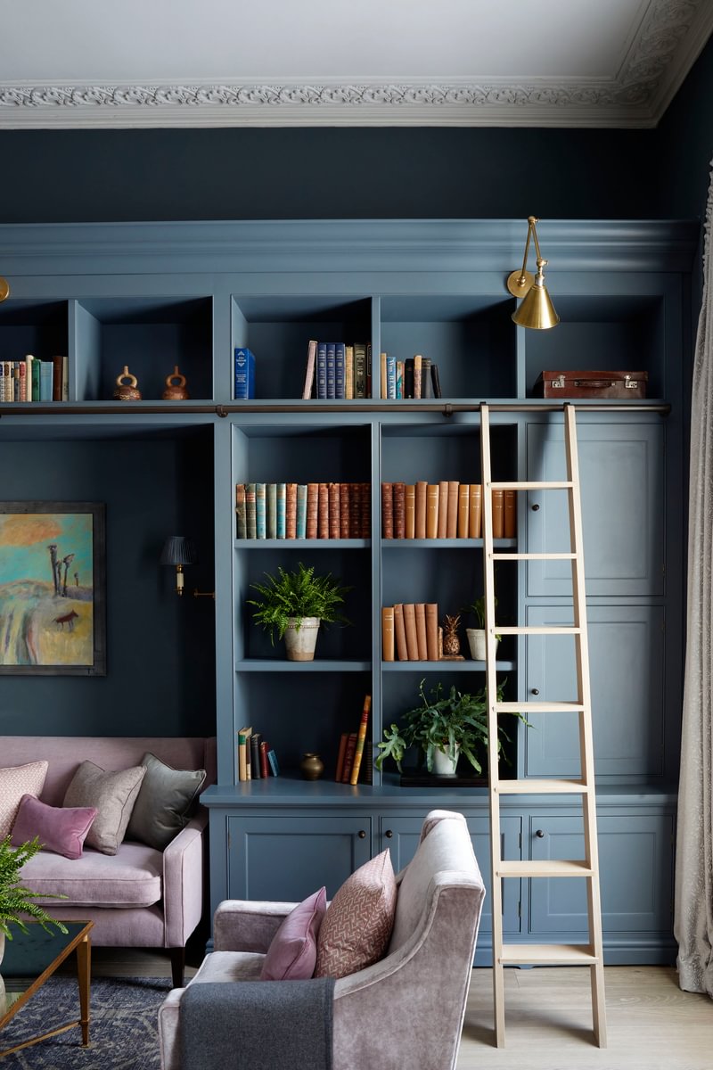 Sims Hilditch Interior Design Grade I Regency Townhouse Book Case Ladder