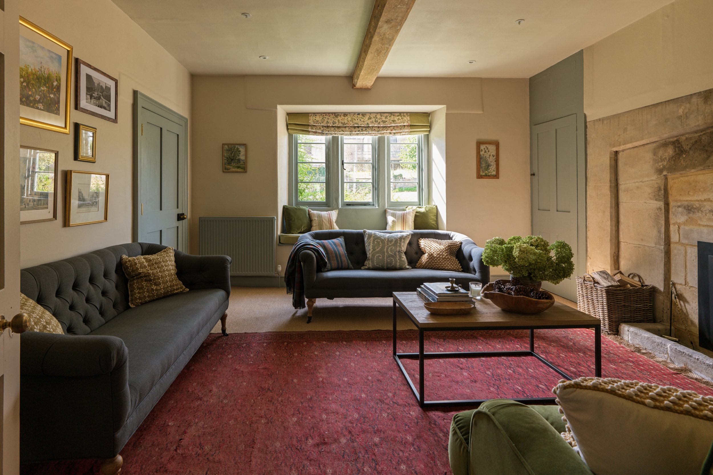 Sims Hilditch Interior Design Jamie's Farm House Sitting Room With Red Carpet