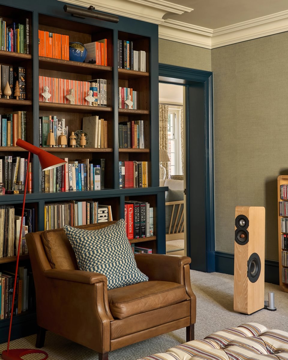Sims Hilditch Interior Design Oxfordshire Country Home Blue Bookcase