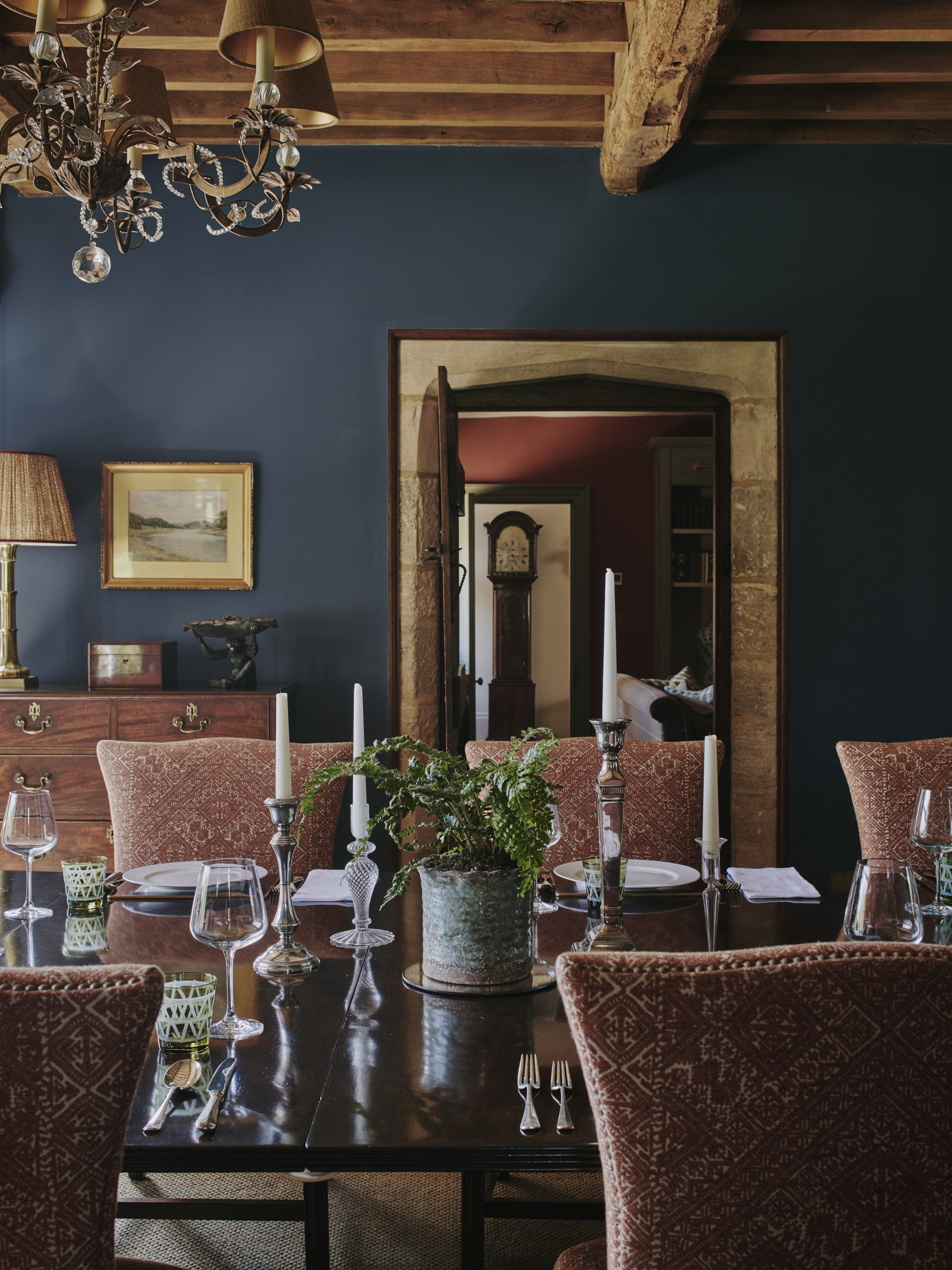 Grade II listed formal dining room, interiors designed by Sims Hilditch