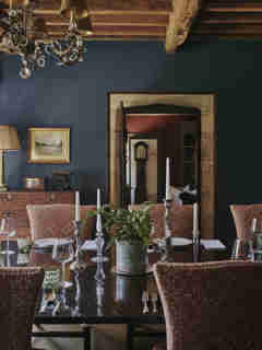 Grade II listed formal dining room, interiors designed by Sims Hilditch