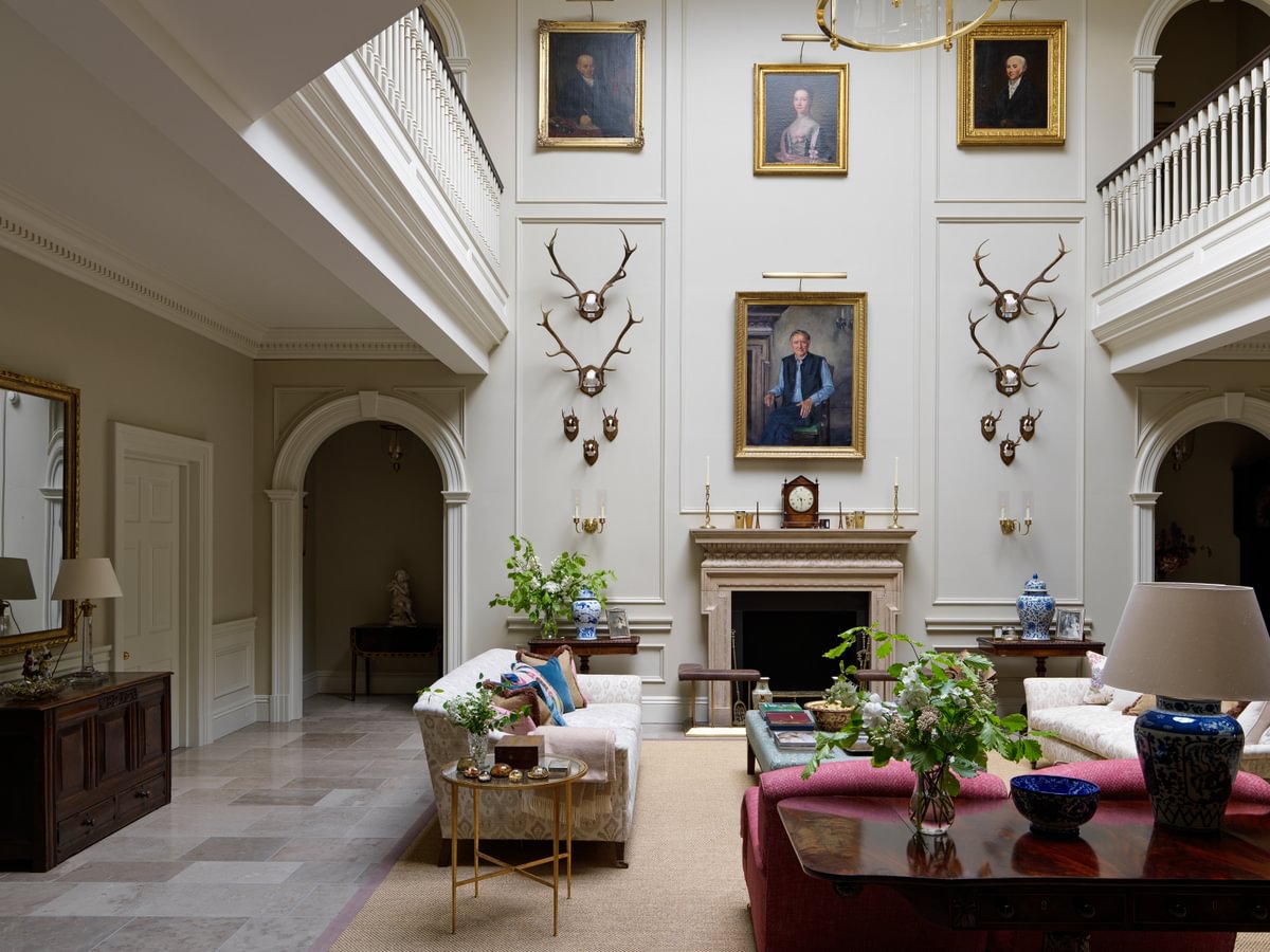 Sims Hilditch Interior Design Estate Drawing Room With Stags On The Wall