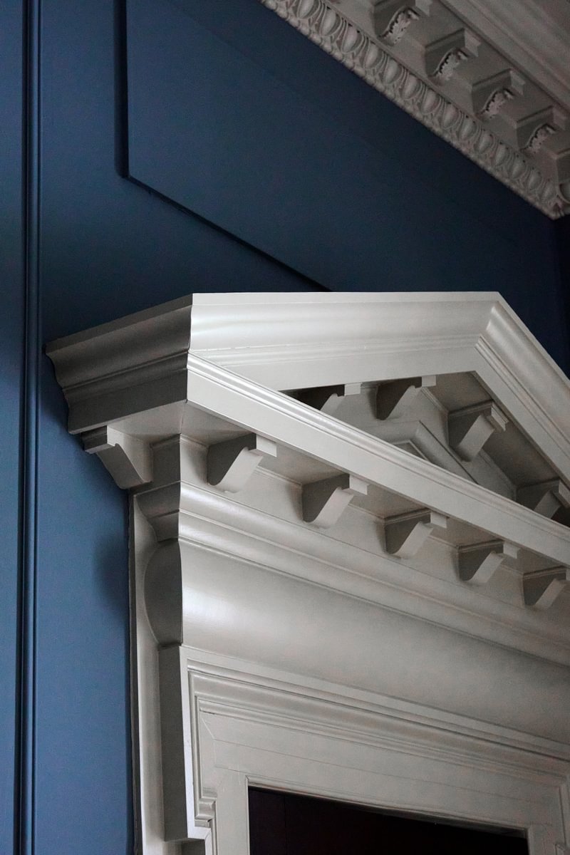 Sims Hilditch Interior Design Stone Close Up Against Blue Wall