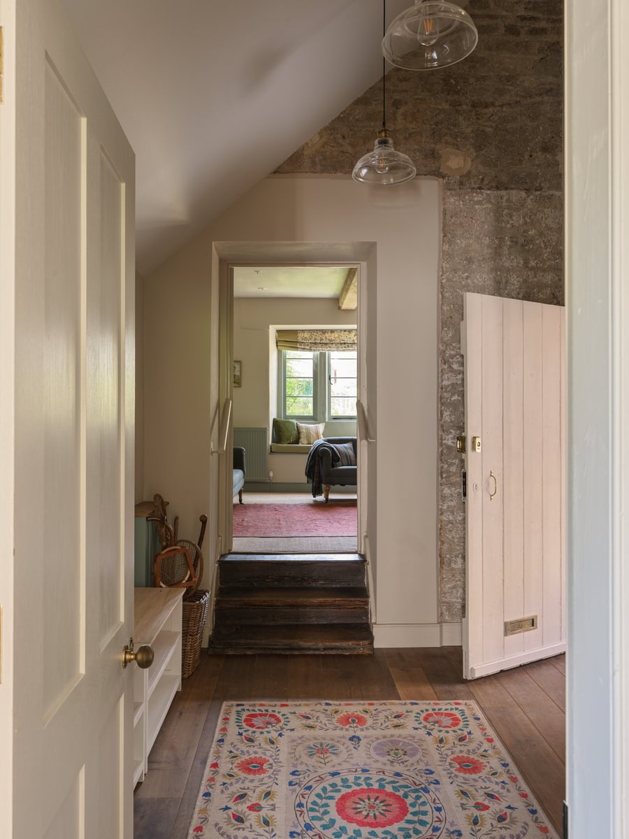 Sims Hilditch Interior Design Jamie's Farm House Hallway With Colorful Rug