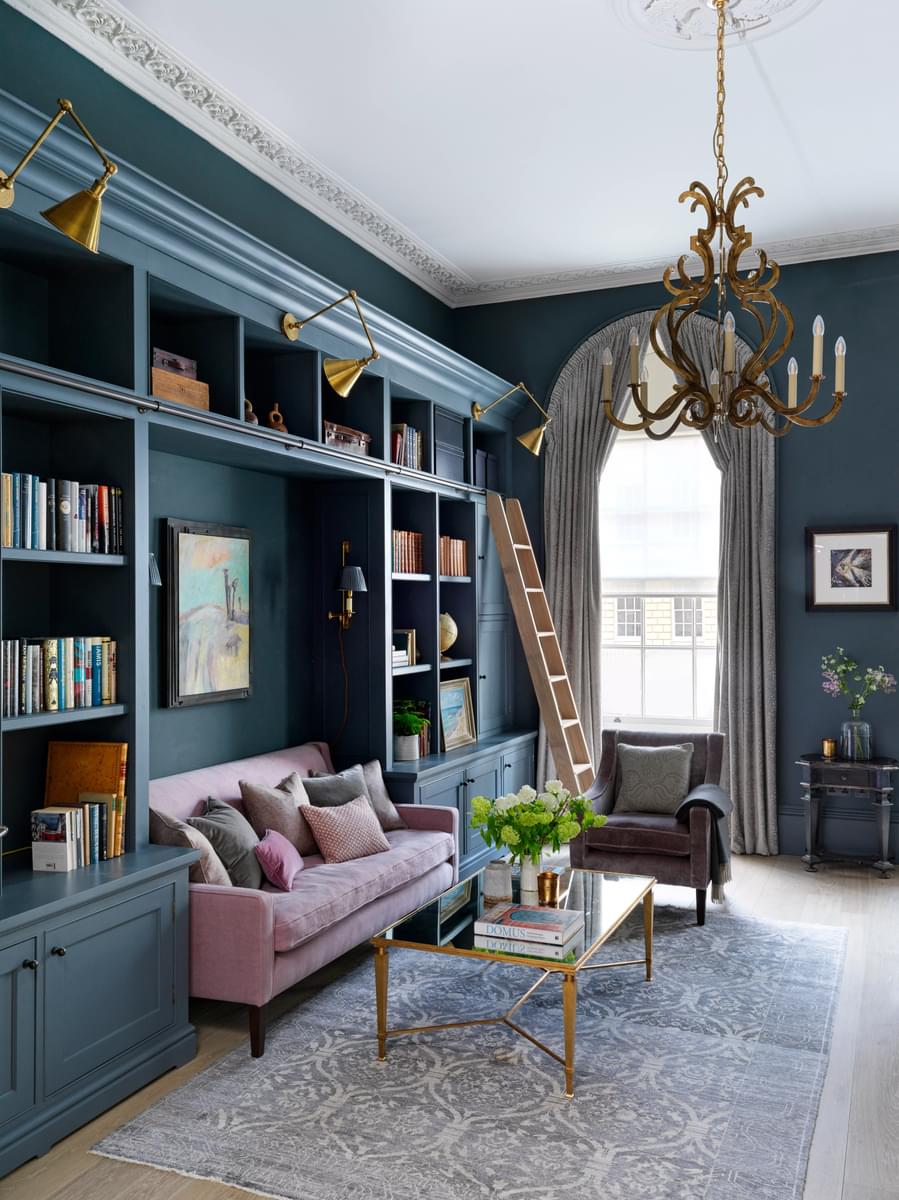 Sims Hilditch Interior Design Grade I Regency Townhouse Bookcase Sofa