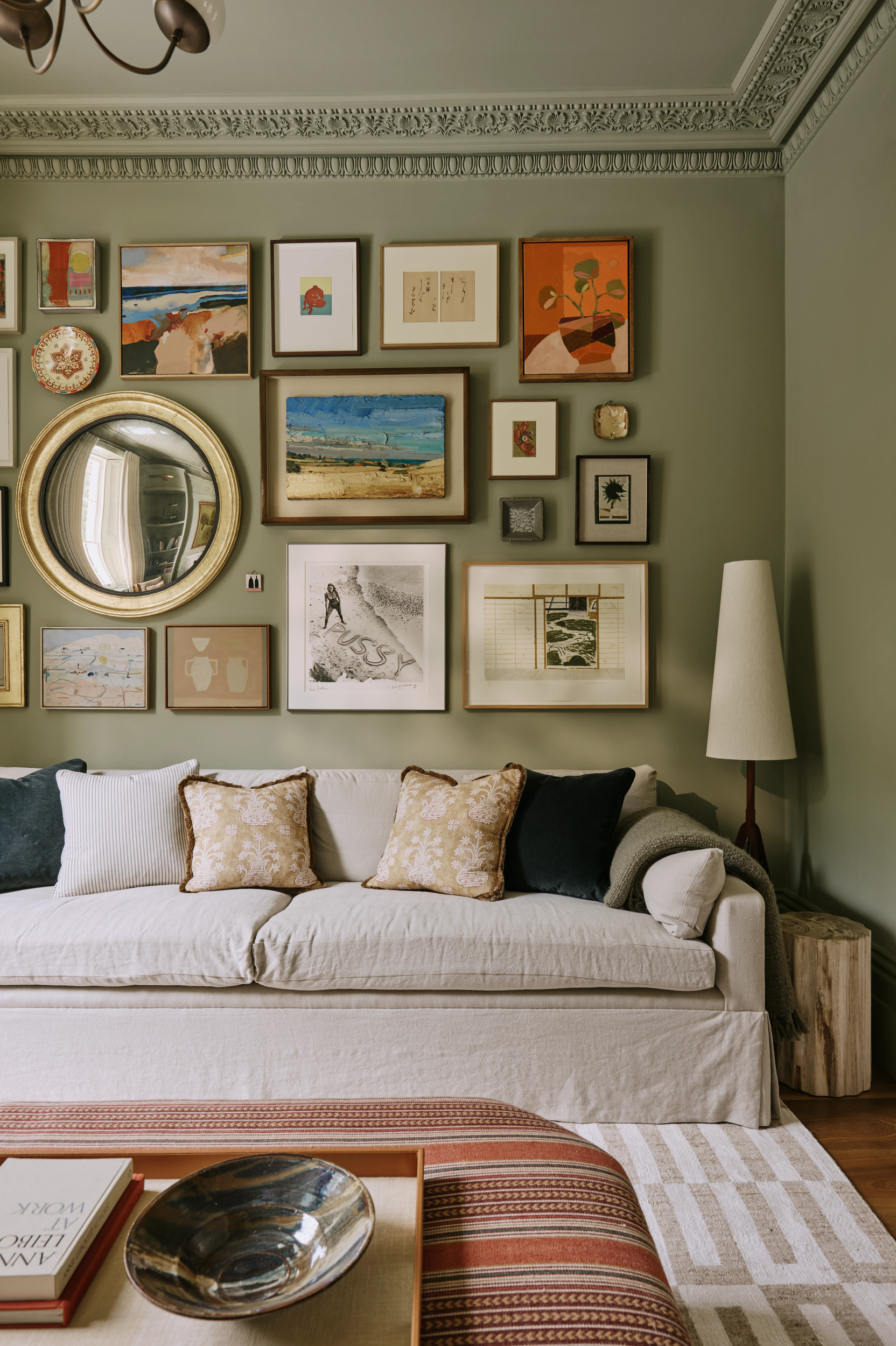 close-up-green-walls-and-gallery-wall-in-south-kensington-family-home-project