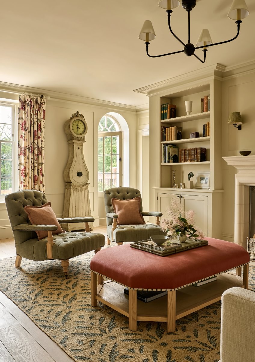 Sims Hilditch Interior Design Oxfordshire Country Home Sitting Room Swedish Clock