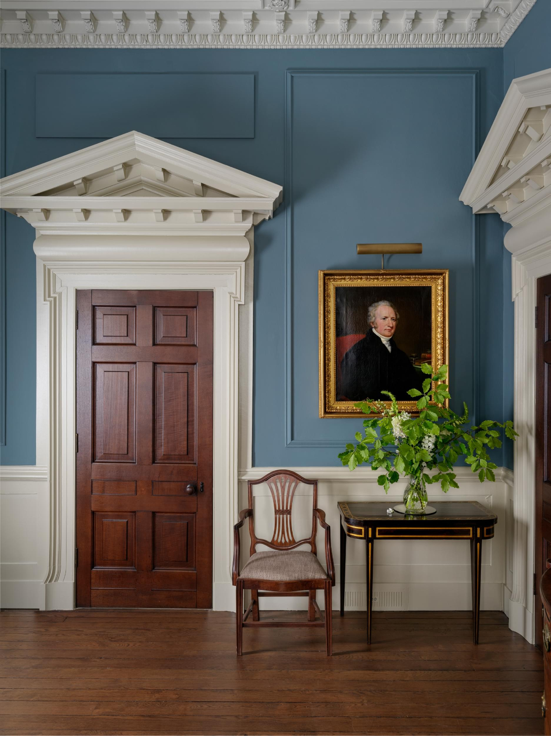 Sims Hilditch Interior Design English Country Estate Dining Room Portrait of Man