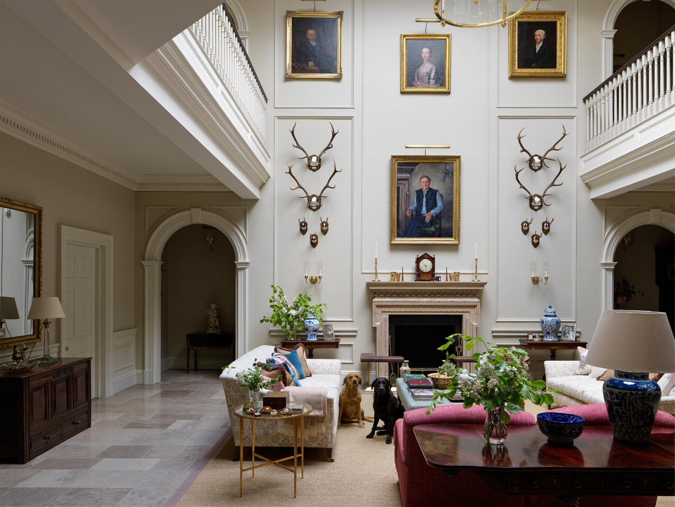 Sims Hilditch Interior Design English Country Estate Octagonal Atrium Dogs