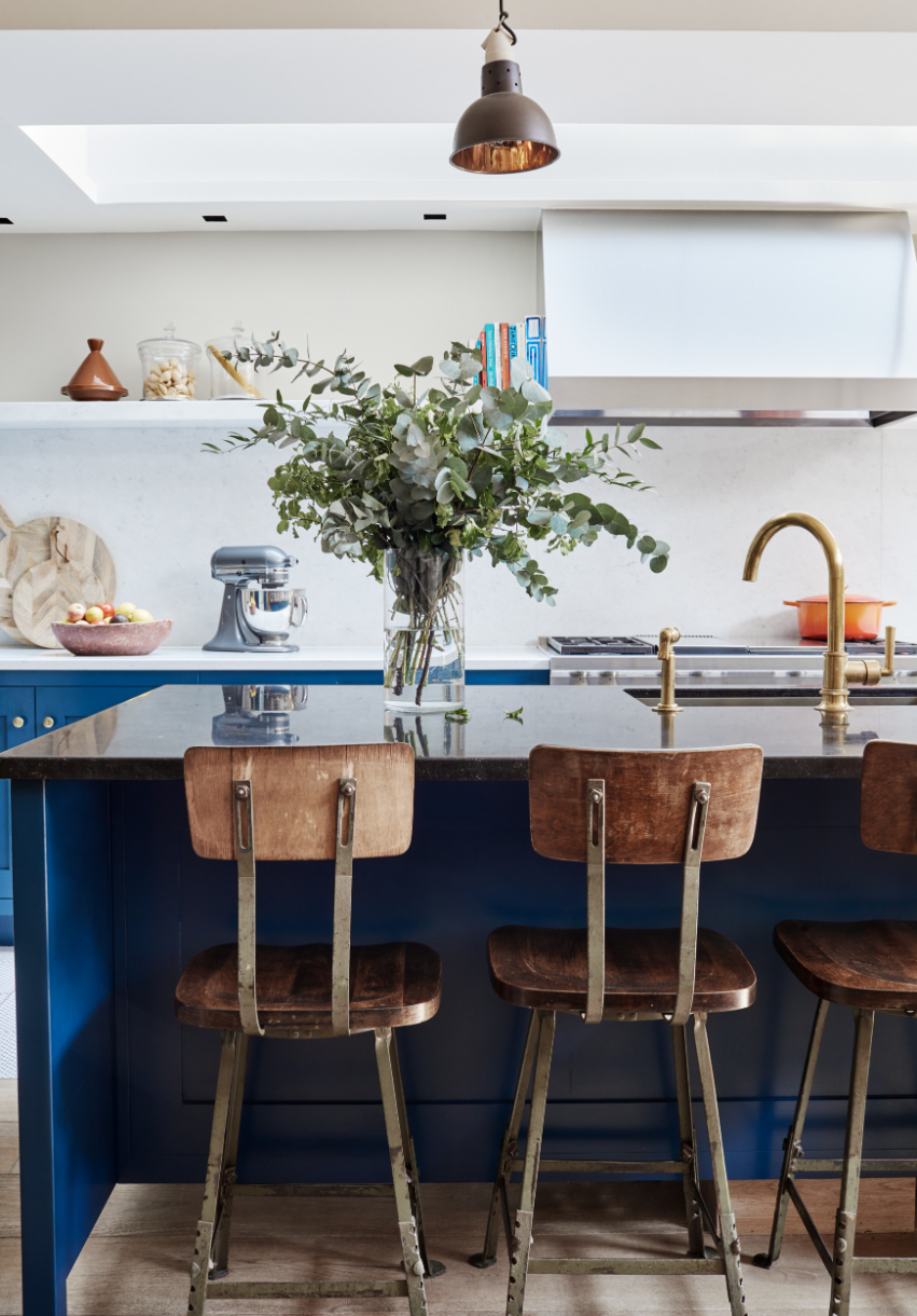 Sims Hilditch Interior Design Notting Hill Townhouse Kitchen Bar Stools